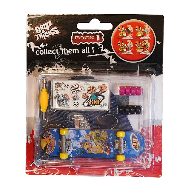 Παιχνίδι με δάχτυλα skateboard, μπλε, με emojis