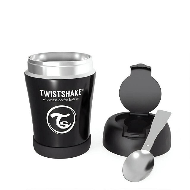 Δοχείο τροφίμων Twistshake από ανοξείδωτο ατσάλι 6+ μηνών Μαύρο