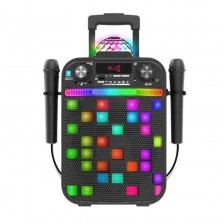 Ηχείο Bluetooth καραόκε με 2 μικρόφωνα και λάμπα LED, μαύρο