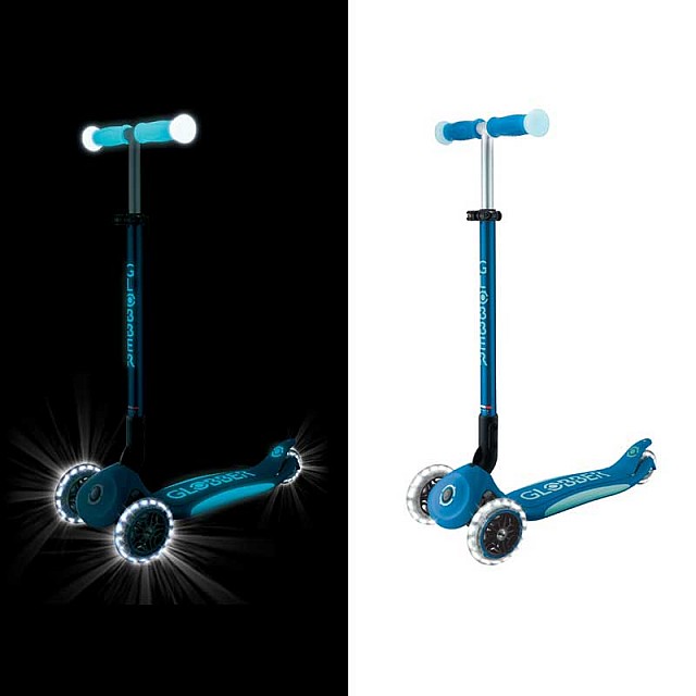 Πτυσσόμενο σκούτερ με φωτιζόμενες λαβές ELITE GLOW LIGHTS, μπλε βενζίνης