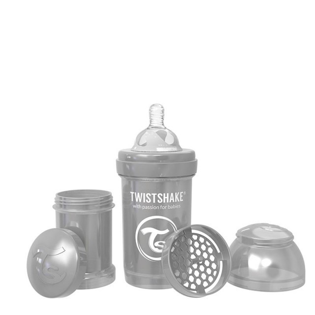 Μπουκάλι κατά των κολικών για μωρά Twistshake 180 ml - Pearl Grey Collection