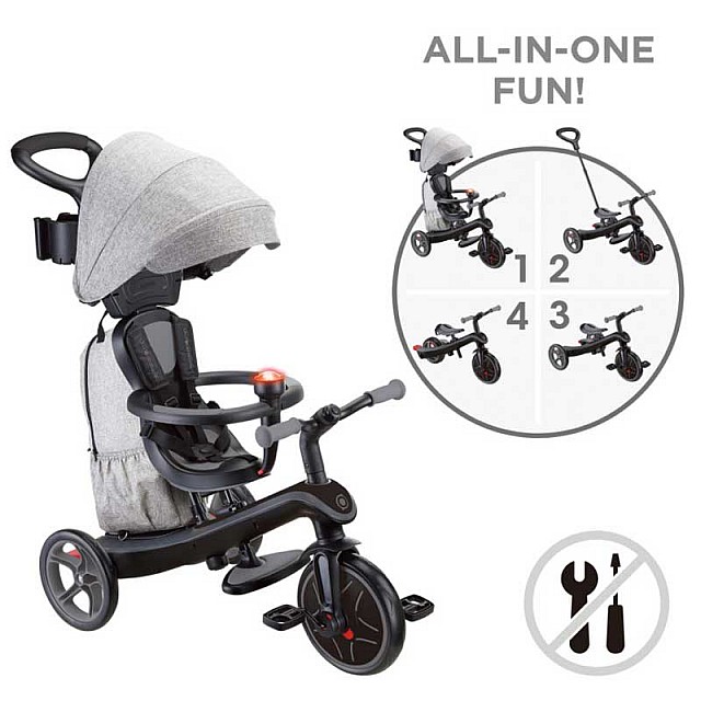 Τρίκυκλο 4 σε 1 GLOBBER EXPLORER TRIKE DELUXE PLAY με τέντα σε μαύρο χρώμα