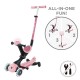Πατίνι 5 σε 1 GLOBBER GO UP DELUXE LIGHTS 360° - παστέλ ροζ