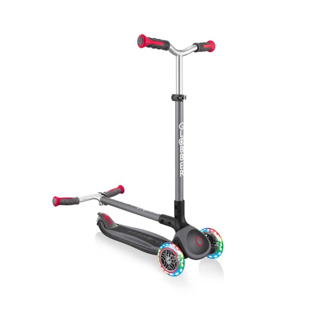 Scooter Globber Master Lights 3 τροχών, μαύρο και κόκκινο