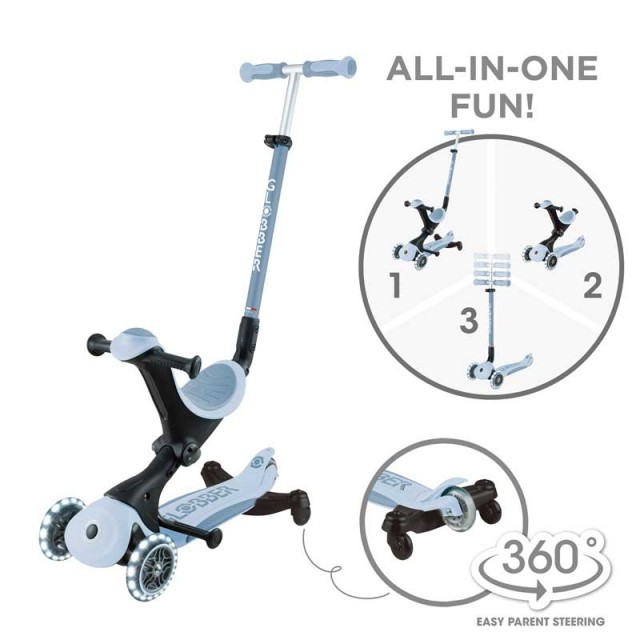 Πατίνι με κάθισμα 5 σε 1 GLOBBER GO UP DELUXE LITS ECOLOGIC 360° - παστέλ μπλε
