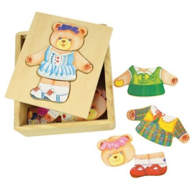 Mrs Bear ξύλινο παζλ αρκούδα για να ντυθείτε