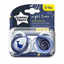 Ορθοδοντικές πιπίλες Tommee Tippee NIGHT TIME 0-6m, 2 τεμ./συσκευασία, Narwhal