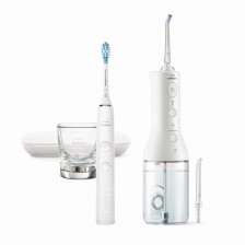 Σετ στοματικού ντους Power Flosser 3000 και ηχητική οδοντόβουρτσα DiamondClean 9000, HX3866/41, λευκό