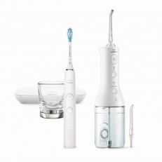 Σετ στοματικού ντους Power Flosser 3000 και ηχητική οδοντόβουρτσα DiamondClean 9000, HX3866/41, λευκό