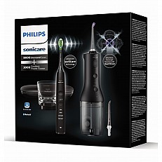 Σετ Oral shower Power Flosser 3000 και Ultrasonic οδοντόβουρτσα DiamondClean 9000, HX3866/43, μαύρο