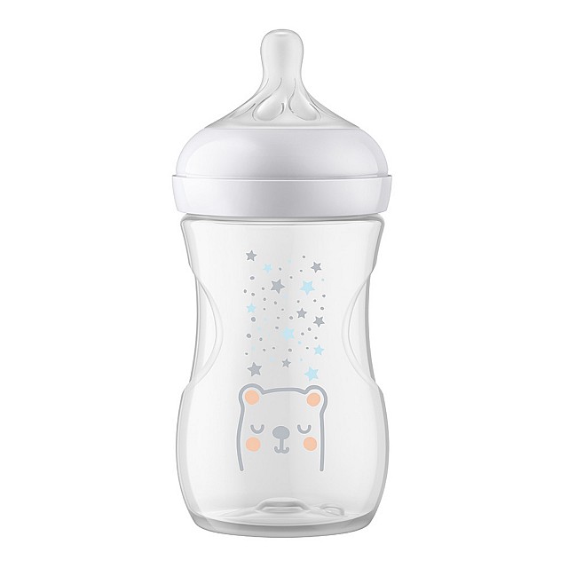 Μπουκάλι Natural Response με βαλβίδα AirFree 260 ml 1m+ Αστέρια και ντεκόρ αρκούδας