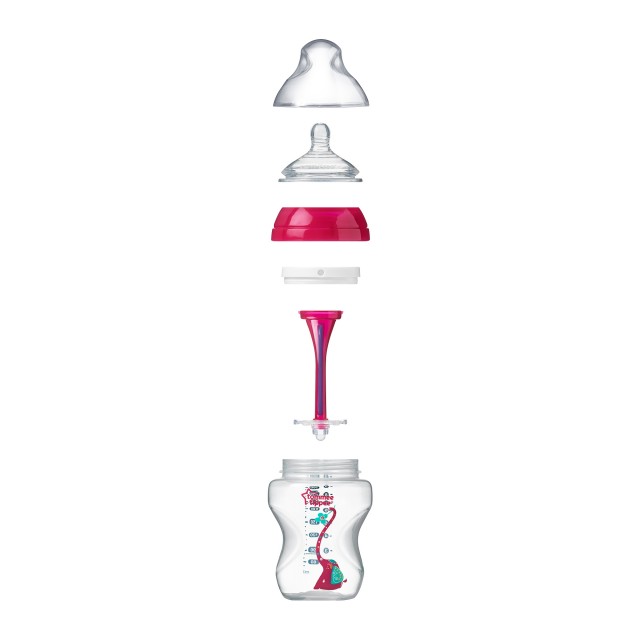 Tommee Tippee Feeding bottle Advanced Anti-Colic 3m+, 340 ml, Ροζ με διακόσμηση
