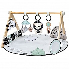 Active gymnastics Tiny Love Luxe Gymini από τη σειρά Black&White Décor, με στρογγυλό πατάκι διαμέτρου 92 cm, ξύλινη καμάρα και επιλογή 6 παιχνιδιών, 0m+