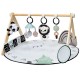 Active gymnastics Tiny Love Luxe Gymini από τη σειρά Black&White Décor, με στρογγυλό πατάκι διαμέτρου 92 cm, ξύλινη καμάρα και επιλογή 6 παιχνιδιών, 0m+