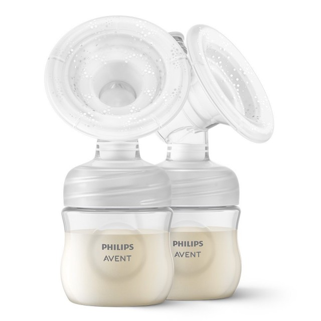 Διπλή ηλεκτρική αντλία Philips AVENT Natural Motion Advanced SCF395/31 με 2 τεμ. φιάλες πολυπροπυλενίου 125 ml με θηλή Natural Response 0m+, 5 τεμ. σακουλάκια μητρικού γάλακτος και 4 τεμ. υλικό παραγεμίσματος