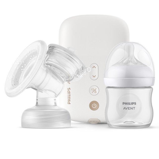 Μονή ηλεκτρική αντλία Natural Motion Premium Philips AVENT SCF396/31 με 1 τεμ. φιάλη πολυπροπυλενίου 125 ml με θηλή Natural Response 0m+, Κιτ ταξιδιού, 5 τεμ. σακουλάκια μητρικού γάλακτος και 4 τεμ. υλικό παραγεμίσματος