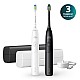 Σετ 2 επαναφορτιζόμενων οδοντόβουρτσων Philips Sonicare HX7109/01 σειράς 5300 με τεχνολογία ήχου επόμενης γενιάς, 1 λειτουργία βουρτσίσματος, 2 εντάσεις, αισθητήρα πίεσης, κεφαλή W2 Optimal White