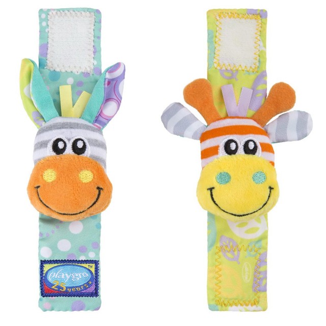 Playgro Jungle Κουδουνίστρες και κάλτσες με διασκεδαστικές εικόνες καμηλοπάρδαλης και ζέβρας, 0m+
