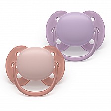 Σετ 2 ορθοδοντικών πιπίλων σιλικόνης Philips AVENT Ultra Soft SCF091/43, σε κουτί αποστείρωσης, φυτικής προέλευσης