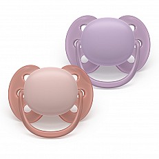 Σετ 2 ορθοδοντικών πιπίλων σιλικόνης Philips AVENT Ultra Soft SCF091/43, σε κουτί αποστείρωσης, φυτικής προέλευσης