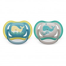 Σετ των 2 ορθοδοντικές πιπίλες Philips AVENT SCF349/24 Ultra Air 18m+, ουδέτερα χρώματα με διακόσμηση Kit, σε κουτί αποστείρωσης