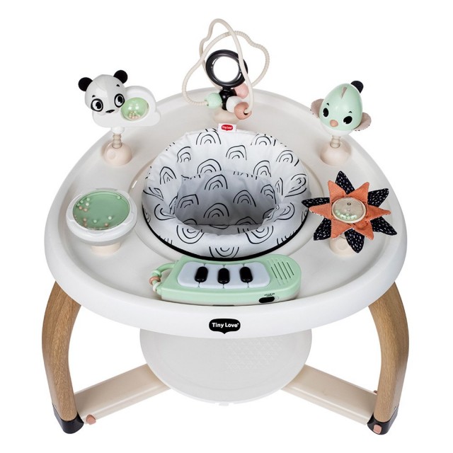 Here I Grow 5 σε 1 Stationary Play Center Black&White Decor Series - Tummy Play, Balance Board, Stationary Play Center, Activity Board, Kids Table & Chair, 6m+