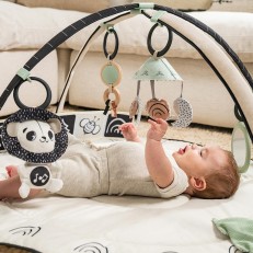 Active Gymnastics Tiny Love Developmental Gymini από τη σειρά Black&White Décor με στρογγυλό χαλάκι διαμέτρου 90 cm, ρυθμιζόμενες καμάρες και μια επιλογή από 5 παιχνίδια, 0m+