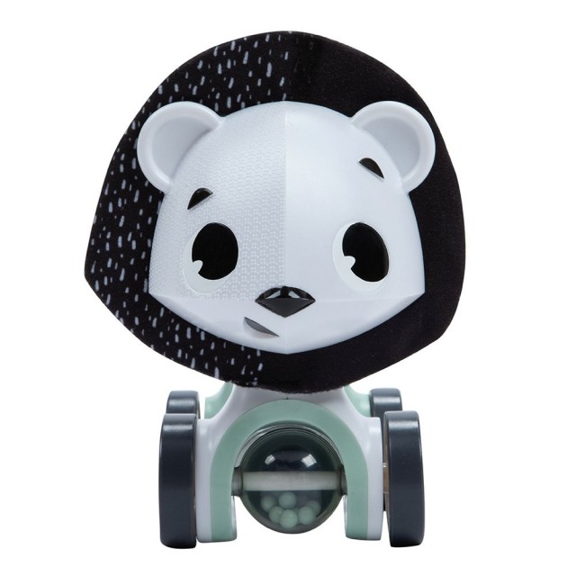 Κυλιόμενο παιχνίδι George the lion από τη σειρά Black&White Décor, με εύκαμπτο σώμα και περιστρεφόμενο κεφάλι, 3m+