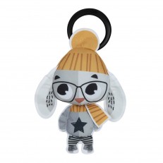 Μαλακό ύφασμα baby Rattle Rabbit από τη συλλογή Tiny Rockers, με κλιπ για στερέωση σε καρότσι, 0m+