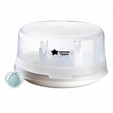 Αποστειρωτής ατμού μικροκυμάτων Tommee Tippee Micro Steri, με συμπεριλαμβανόμενη ορθοδοντική πιπίλα 0-6m