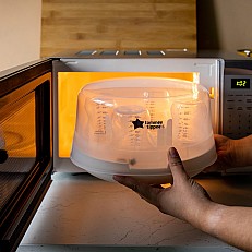 Αποστειρωτής ατμού μικροκυμάτων Tommee Tippee Micro Steri, με συμπεριλαμβανόμενη ορθοδοντική πιπίλα 0-6m