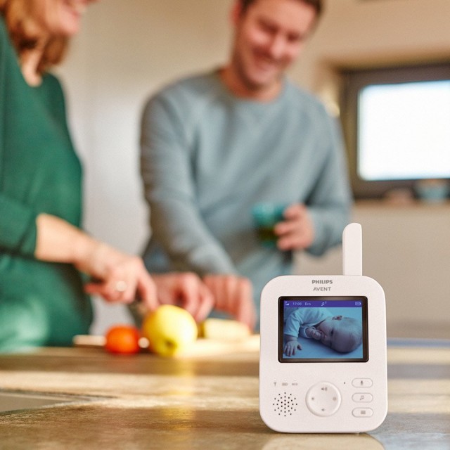Ψηφιακό βίντεο μωρό μόνιτορ Philips AVENT Advanced SCD881/26 με έγχρωμη οθόνη 2,8 ιντσών, ζουμ 2 x, νυχτερινή όραση, αμφίδρομη επικοινωνία ήχου, 6 απαλές μελωδίες, έγχρωμο Coral/Cream