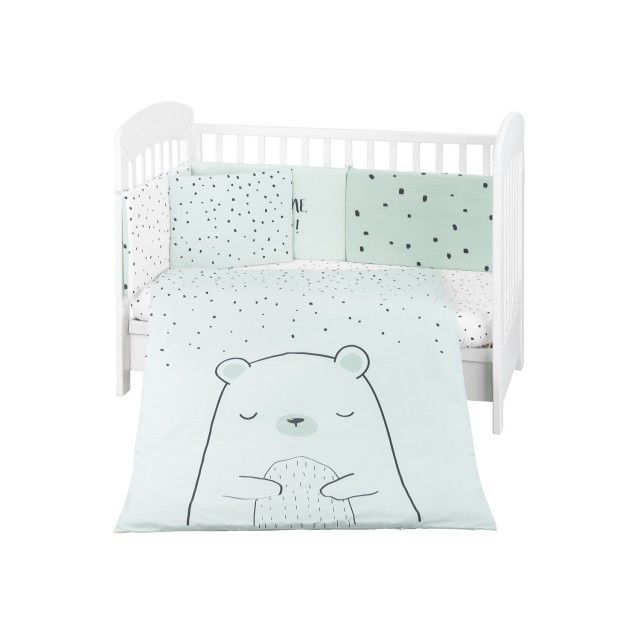 Бебешки спален комплект 6 части 70/140 Bear with me Mint