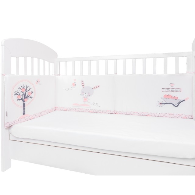 Обиколник с дунапрен Pink Bunny 210см