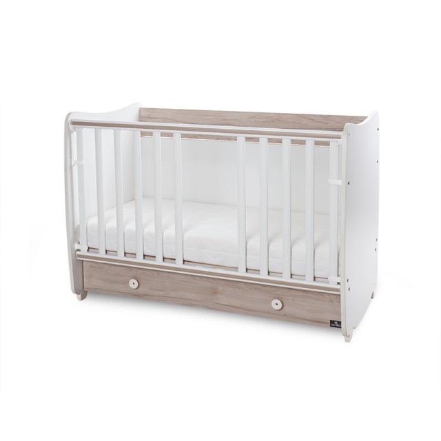 Bed dream 60/120 χρώμα λευκό/ανοιχτό δρυς καινούργιο