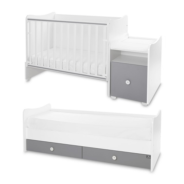 Bed trend plus 70/160 χρώμα λευκό/πέτρινο γκρι-3κουτί
