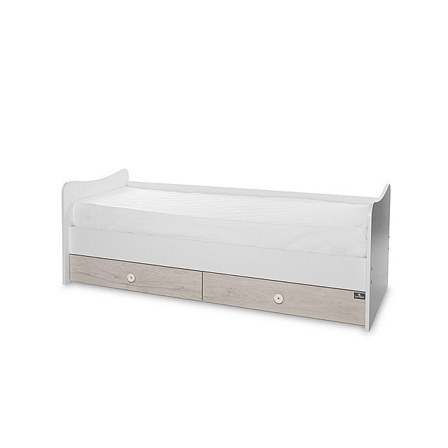 Bed trend plus 70/160 χρώμα λευκό/ανοιχτό δρυς -3κουτί