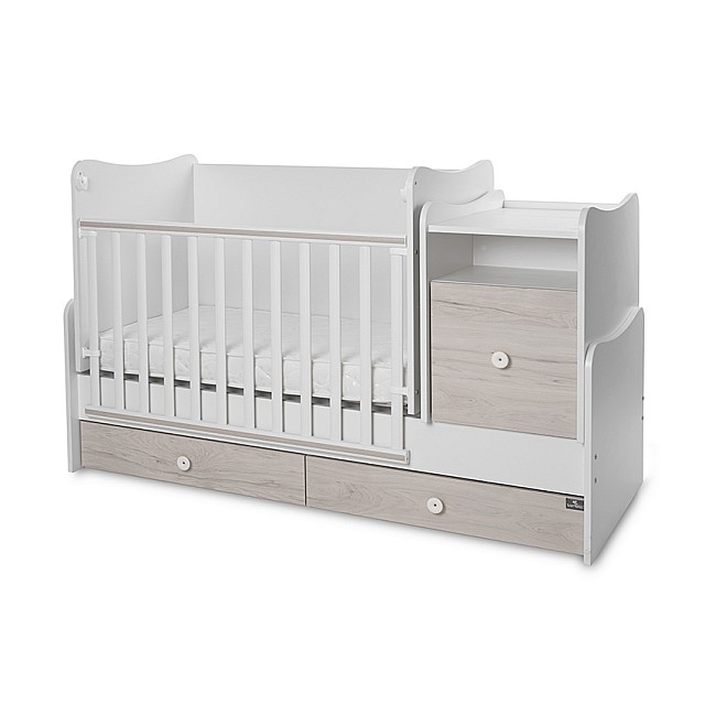 Bed trend plus 70/160 χρώμα λευκό/ανοιχτό δρυς -3κουτί
