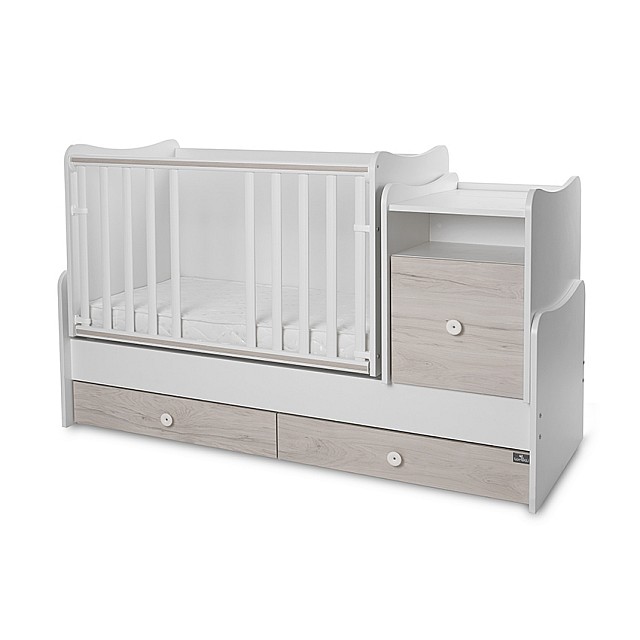Bed trend plus 70/160 χρώμα λευκό/ανοιχτό δρυς -3κουτί