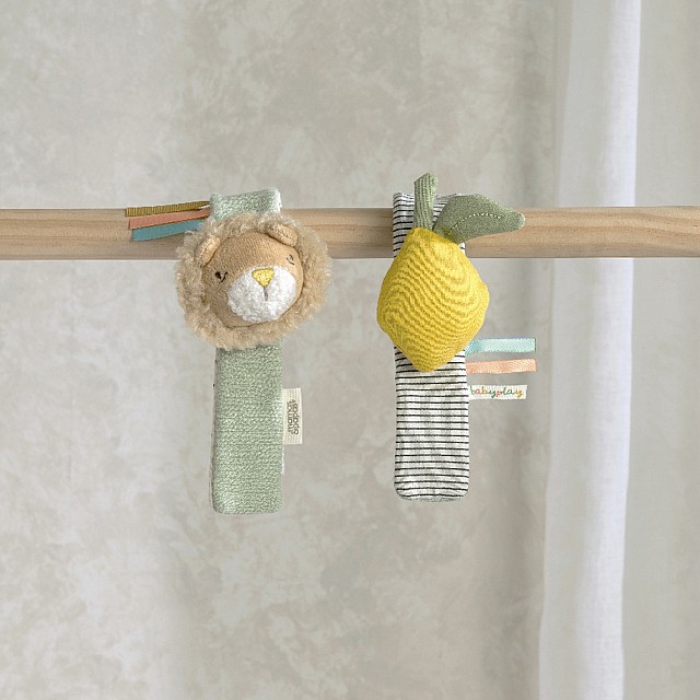 Mamas & Papas Babyplay Σετ 2 Παιχνιδιών με Βραχιόλι και Κουδουνίστρα - Λιοντάρι και Λεμόνι