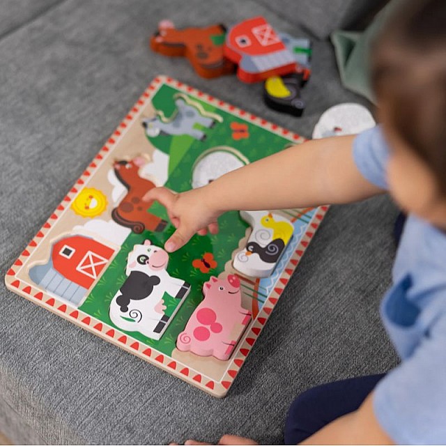 Детски масивен мъзел 8 части - Селскостопански животни - Melissa & Doug