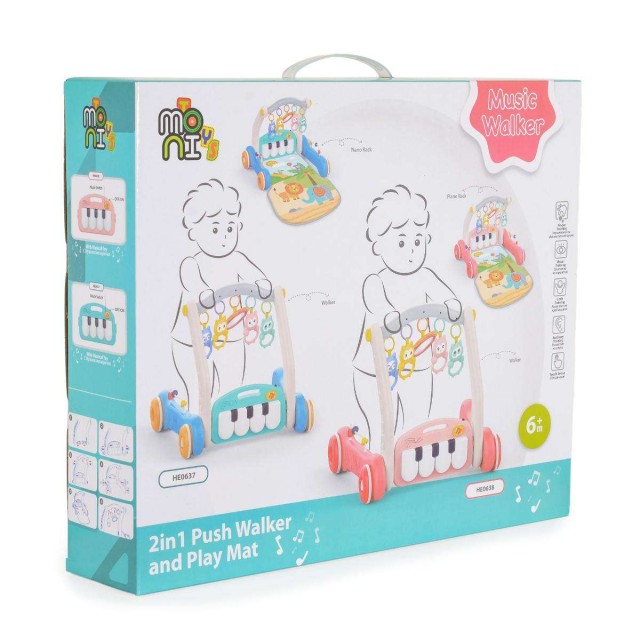 Играчка за прохождане 2в1 Piano pink HE0638