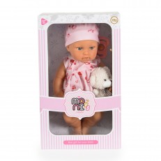 Κούκλα 30 cm Bear & Baby με ροζ φόρεμα LS1255-7