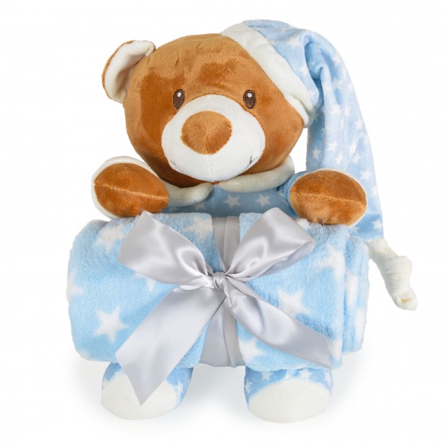 Κουβέρτα 90/75 εκ. με μπλε παιχνίδι Addie Bear