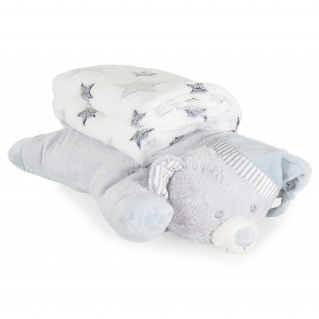 Κουβέρτα 90/75 cm με μαξιλάρι Sleepy Bear γκρι