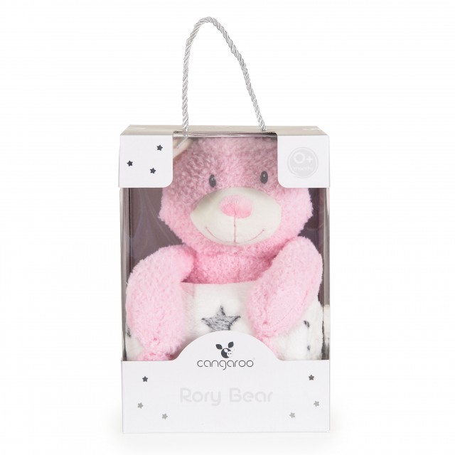 Κουβέρτα 90/75 cm με παιχνίδι Rory Bear ροζ