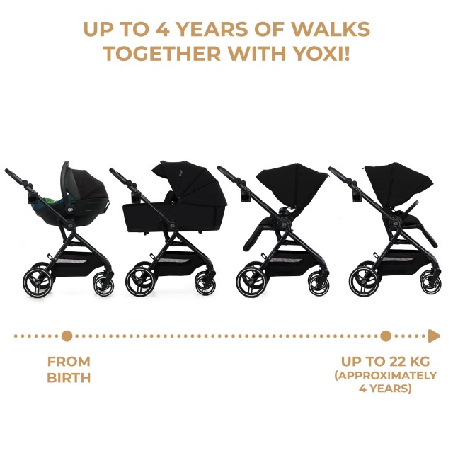 Παιδικό καρότσι Kinderkraft YOXI 3 σε 1 PURE BLACK