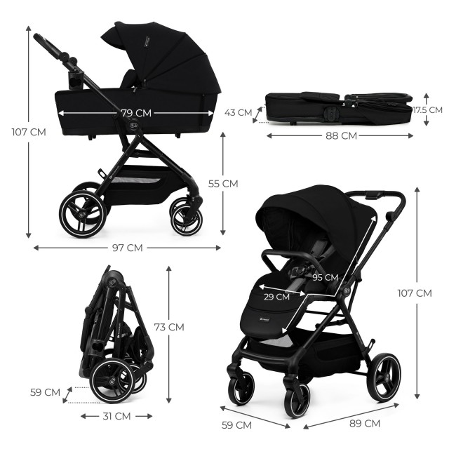 Παιδικό καρότσι Kinderkraft YOXI 3 σε 1 PURE BLACK