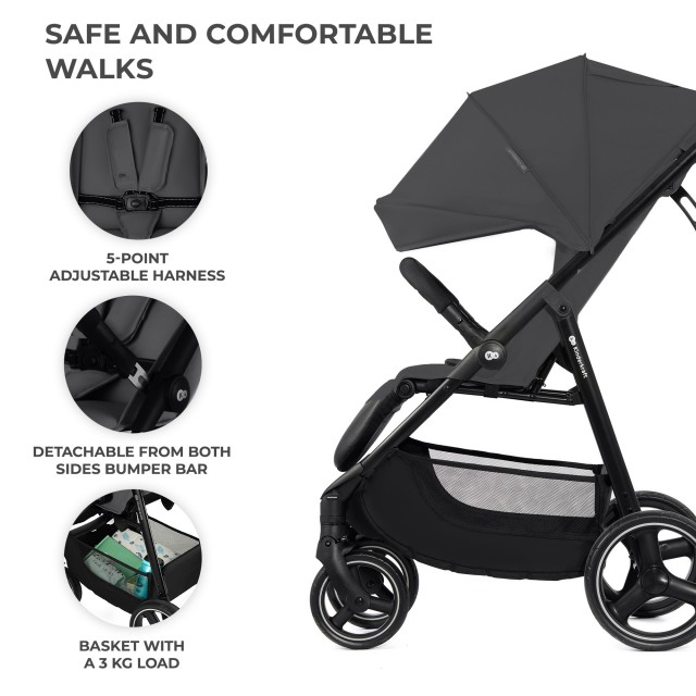 Καρότσι μωρού Kinderkraft TRIG 3 GLANITE GREY