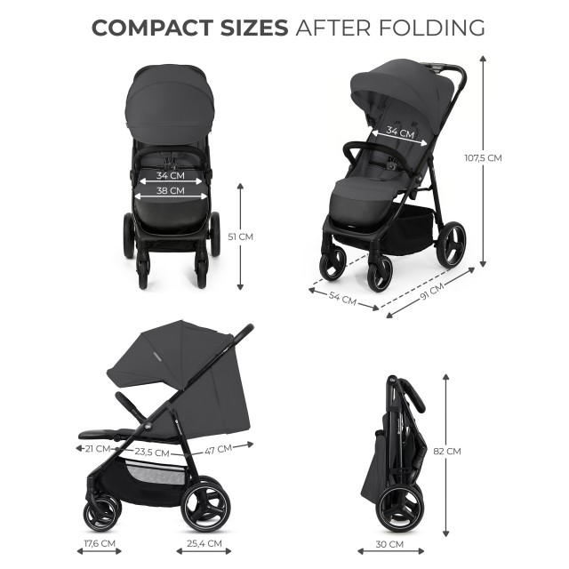 Καρότσι μωρού Kinderkraft TRIG 3 GLANITE GREY